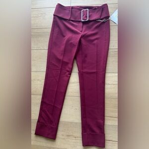 Stefanel Maroon Belted Dress Pant Trousers